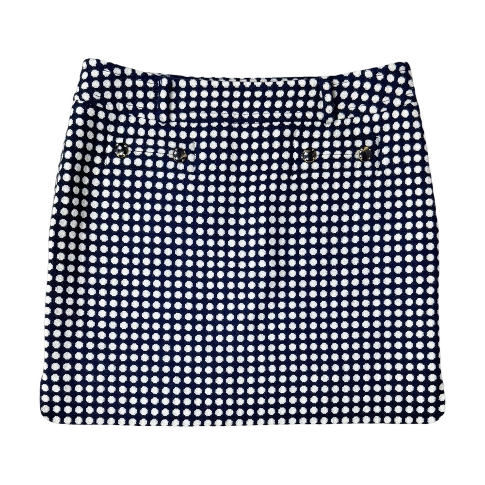 Juicy Couture Wool Blend Embroidered Polka Dot Navy Skirt Preppy Quiet Luxury